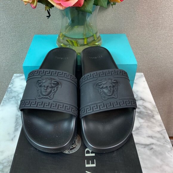 Shoes - Authentic Versace Black Women’s Medusa Slides Sandals - EU Size 40 = US 9.5